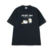 Oversize Black Graphic T-Shirt Funny Bear Beer