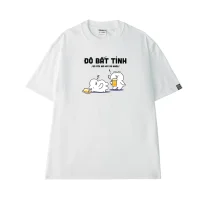 Oversize White Graphic T-Shirt Funny Bear Beer
