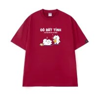 Oversize Red Graphic T-Shirt Funny Bear Beer