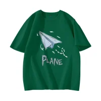 Oversize Green Graphic T-Shirt Plane